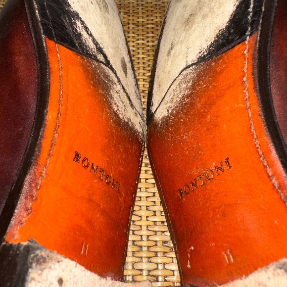 BONTONI Men’s Size 11 Whole Cut Brogue Perforated Brown Leather Lace Up Shoes - Picture 11 of 14